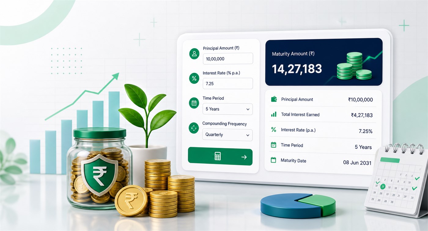 FD calculator showing fixed deposit maturity amount and investment growth